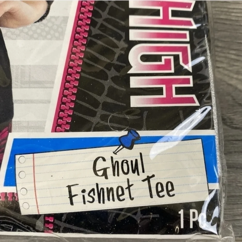 NWT Monster High Ghoul Fishnet Tee Child Girl Medium 8-10 Halloween Costume New